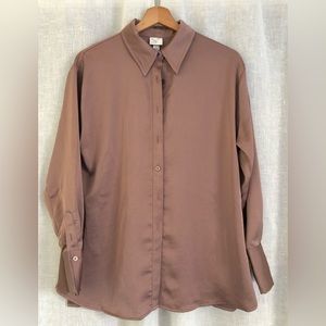 a new day elevated basic button up brown long sleeve